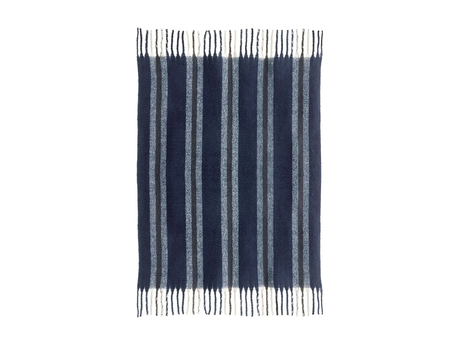 Gestreifte recycelte Wohndecke Isabel Marine 130 x 160 cm