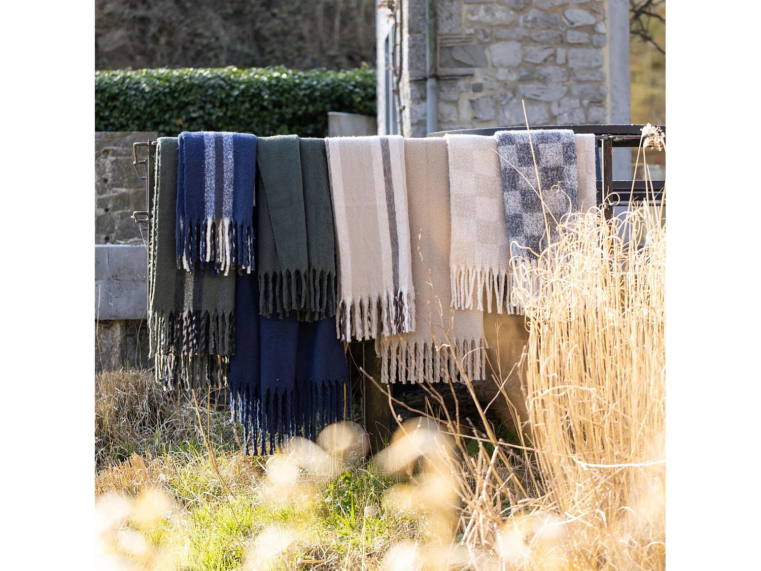 Recycelte gestreifte Wohndecke Isabel Wolke 130 x 160 cm