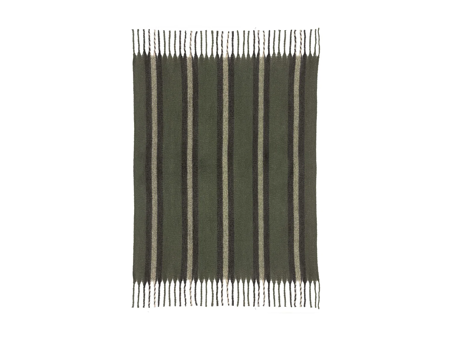 Gestreifter recycelter Plaid Isabel Tannengrün 130 x 160 cm