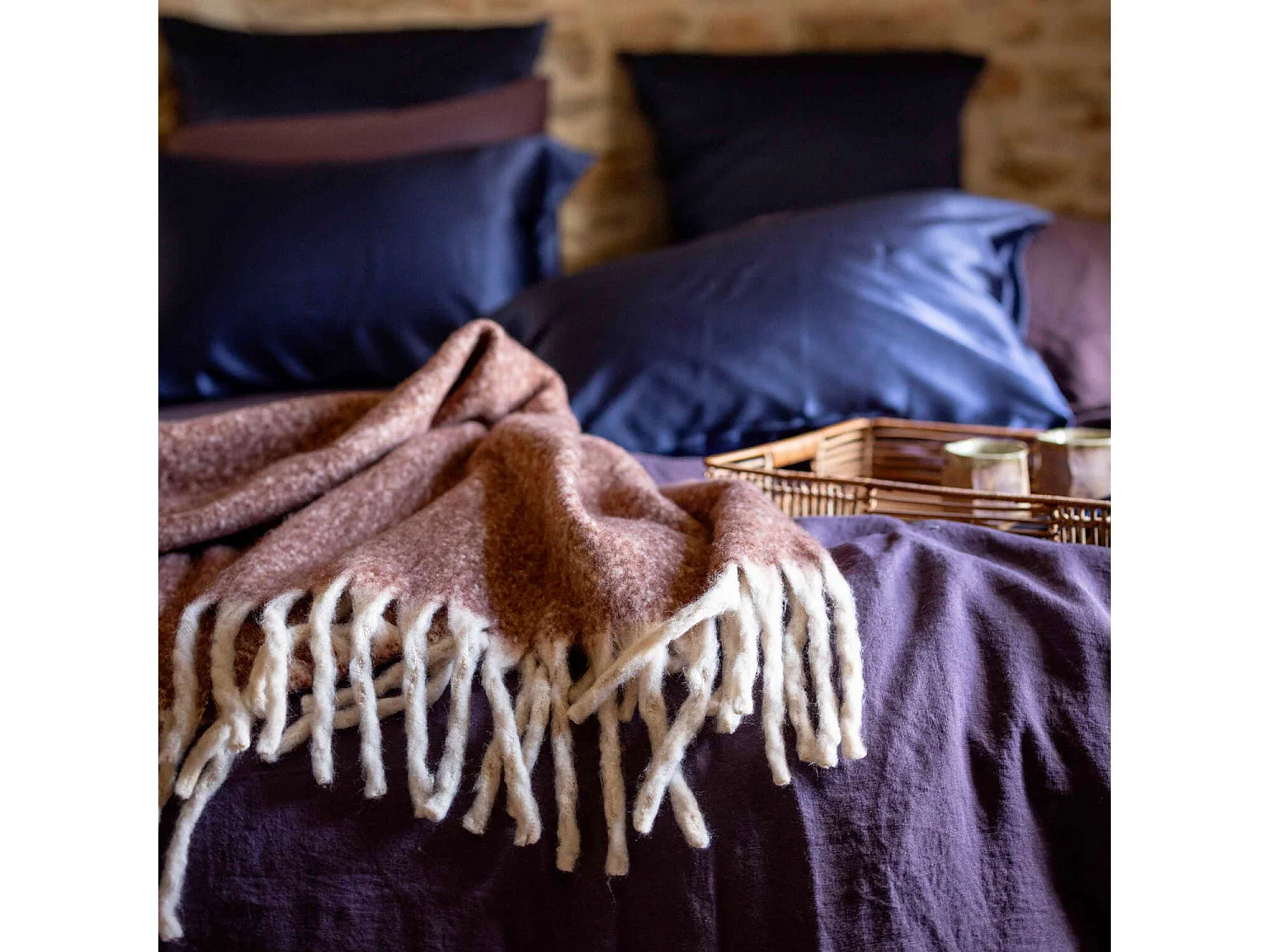 Recycelte unifarbene Plaid Isabel Rost 130 x 160 cm