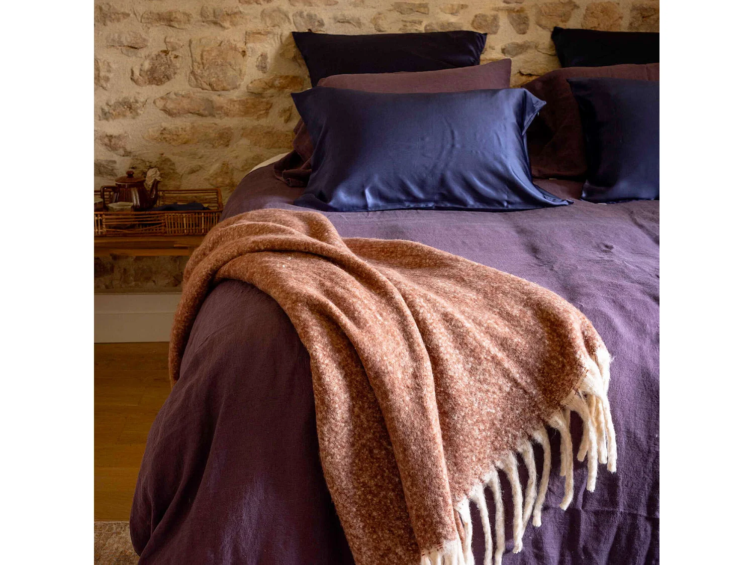 Recycelte unifarbene Plaid Isabel Rost 130 x 160 cm