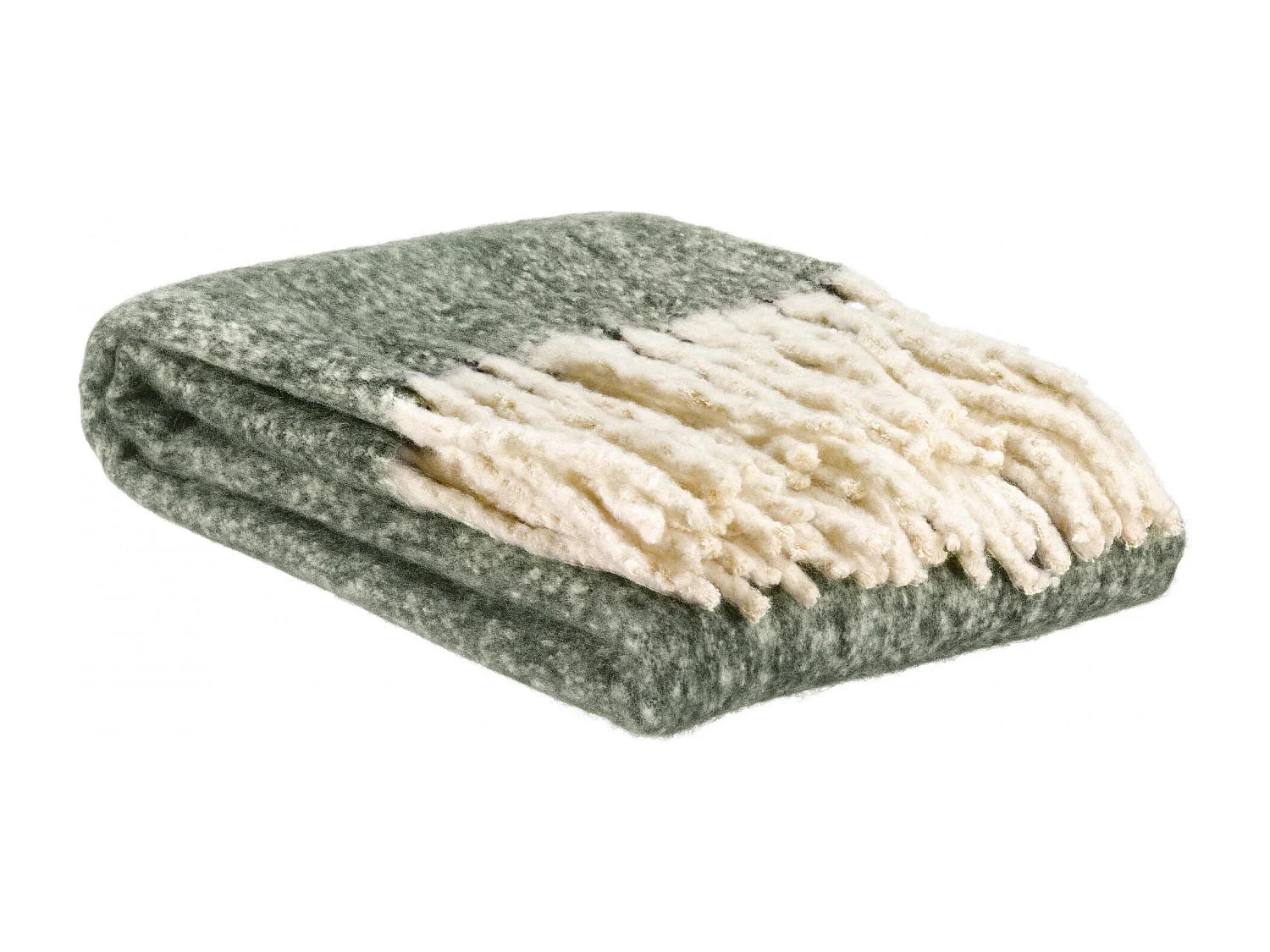 Recycelte einfarbige Decke Isabel Olivgrün 130 x 160 cm