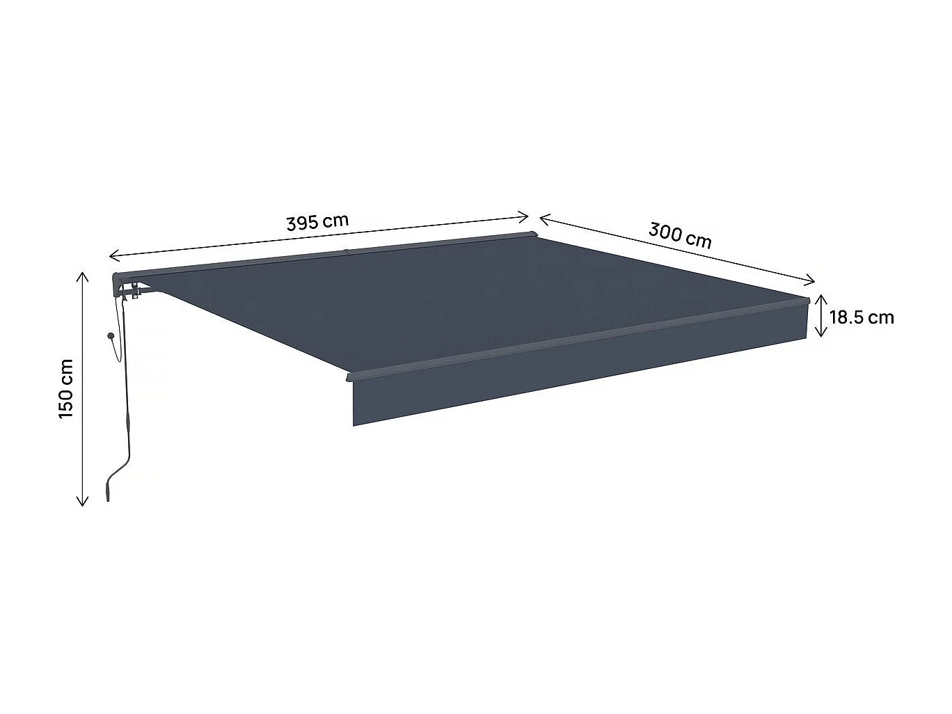 Auvent store banne rétractable motorisé en aluminium 4 x 3 m "Ombra 4" - Gris anthracite