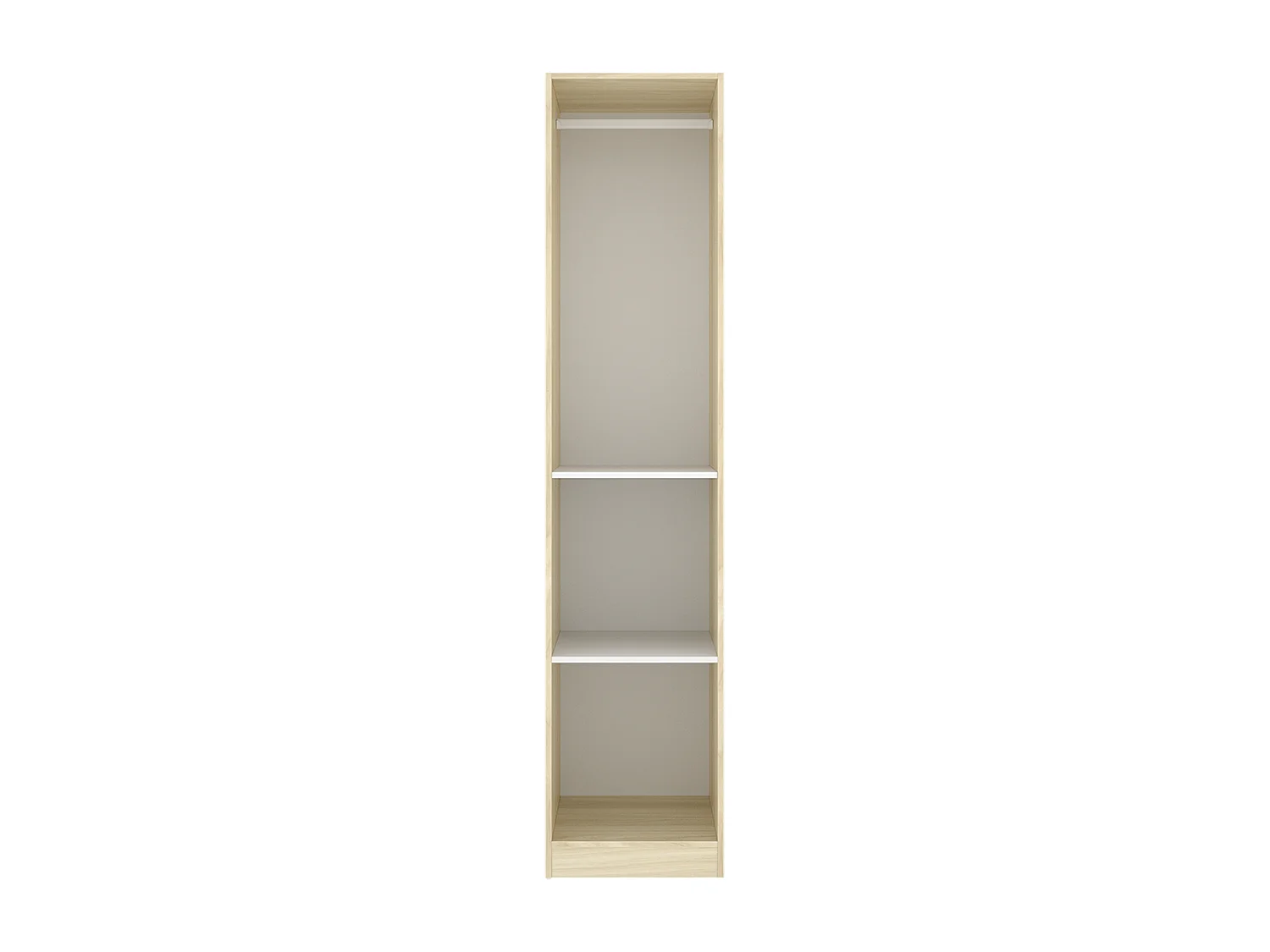 Armoire colonne de rangement à 1 porte et 2 étagères, coloris blanc/Chêne clair - Hauteur 203,5 x Longueur 45,5 x Profondeur 51,4 cm