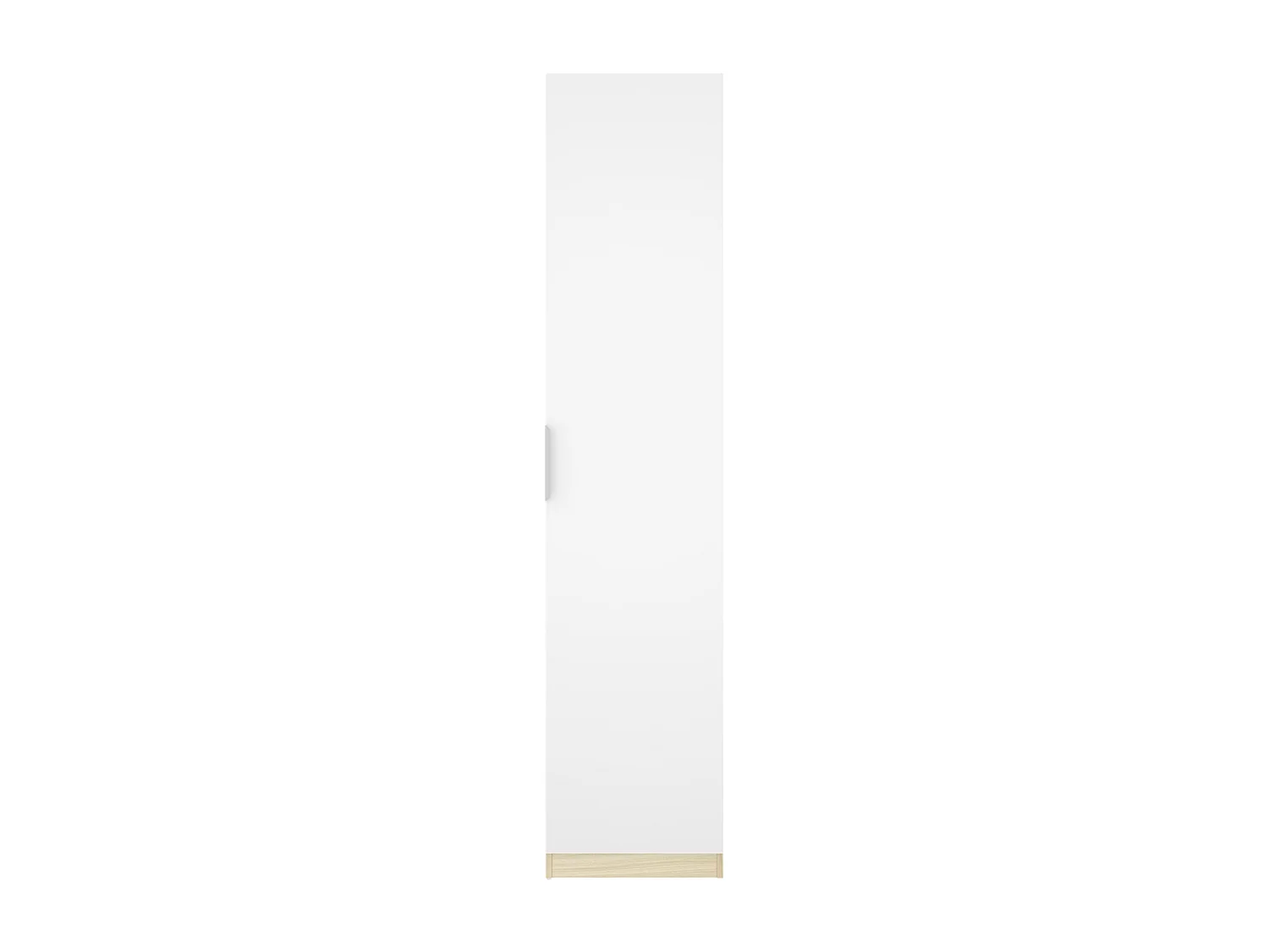 Armoire colonne de rangement à 1 porte et 2 étagères, coloris blanc/Chêne clair - Hauteur 203,5 x Longueur 45,5 x Profondeur 51,4 cm