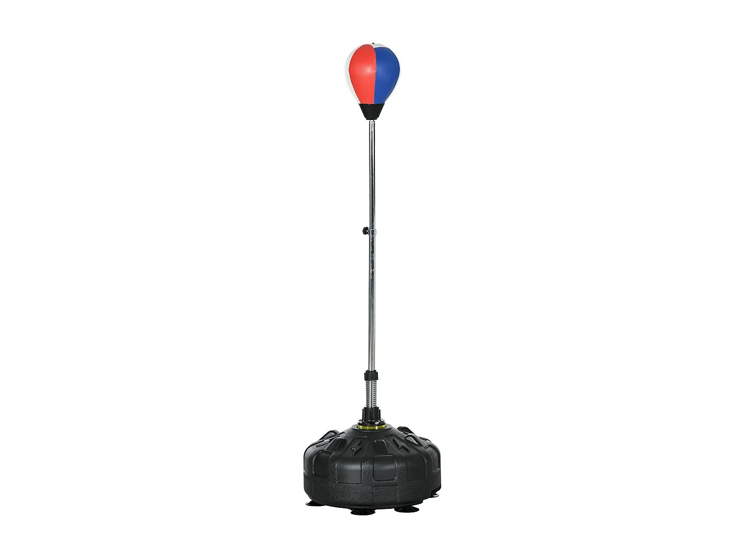 Punching ball sur pied hauteur réglable H.147 -165cm - ressort central, socle ventouses - bleu blanc rouge