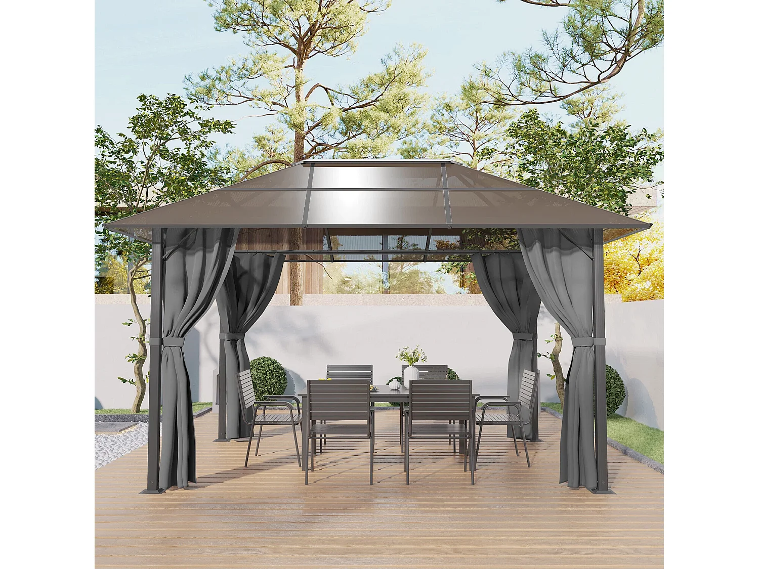 DEVOKE ® Pavillon 3x4m avec toit rigide, tente club, pavillon de jardin, tente de fête, grande tente