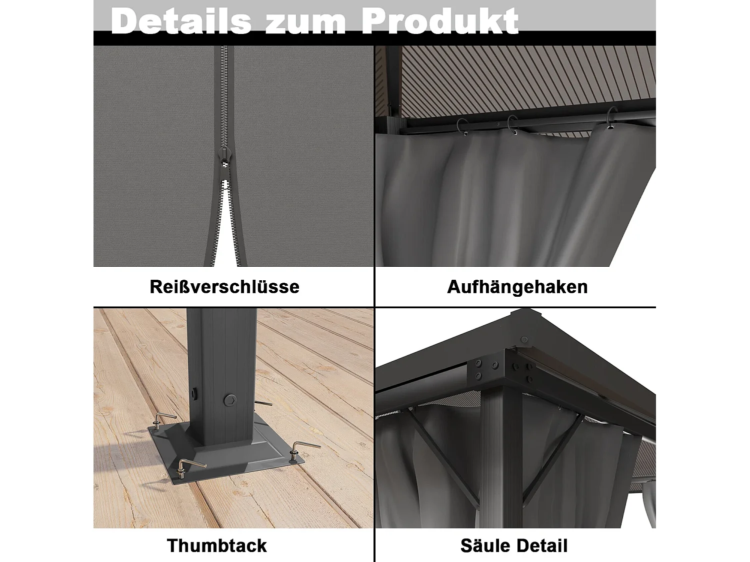 DEVOKE ® Pavillon 3x4m avec toit rigide, tente club, pavillon de jardin, tente de fête, grande tente