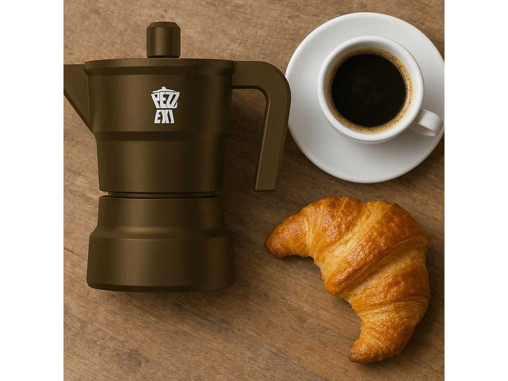 Italiaanse koffiemaker Pezzetti SolidExpress 6 kopjes Aluminium Mat Kaki afwerking