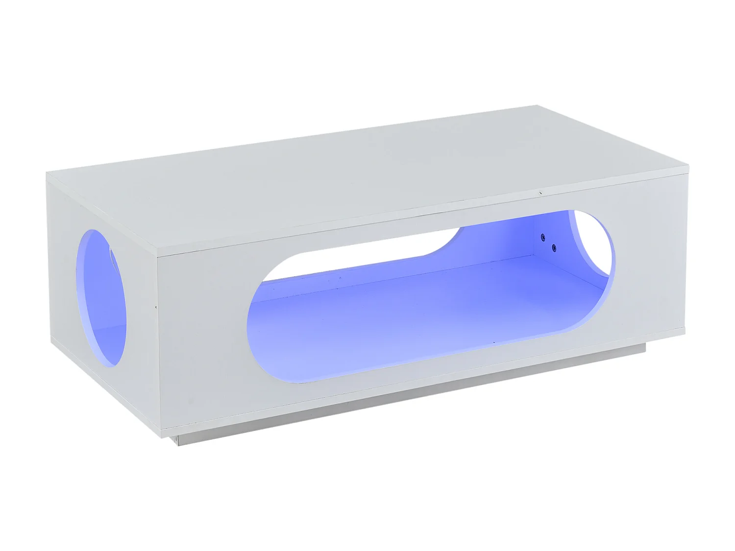 Couchtisch mit Hochglanzoberfläche – 100 x 50 x 35 cm – mit LED-Beleuchtung und Ablagefläche – MDF – weiß