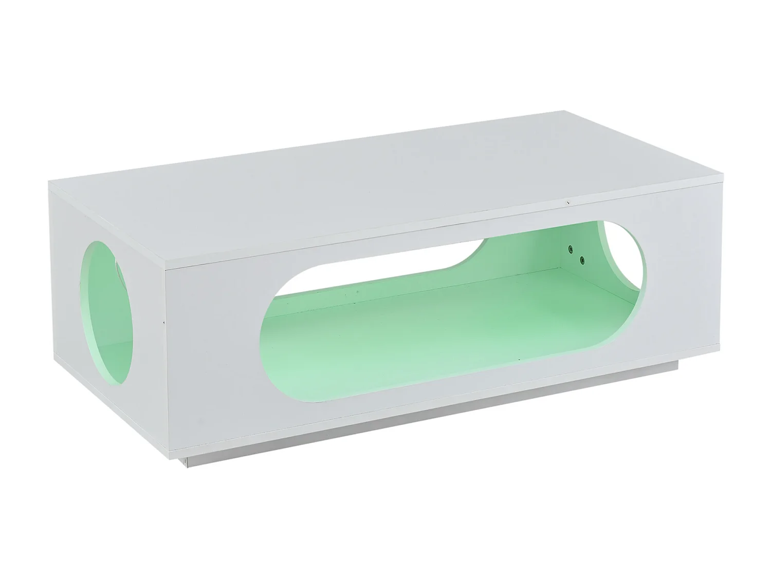 Couchtisch mit Hochglanzoberfläche – 100 x 50 x 35 cm – mit LED-Beleuchtung und Ablagefläche – MDF – weiß