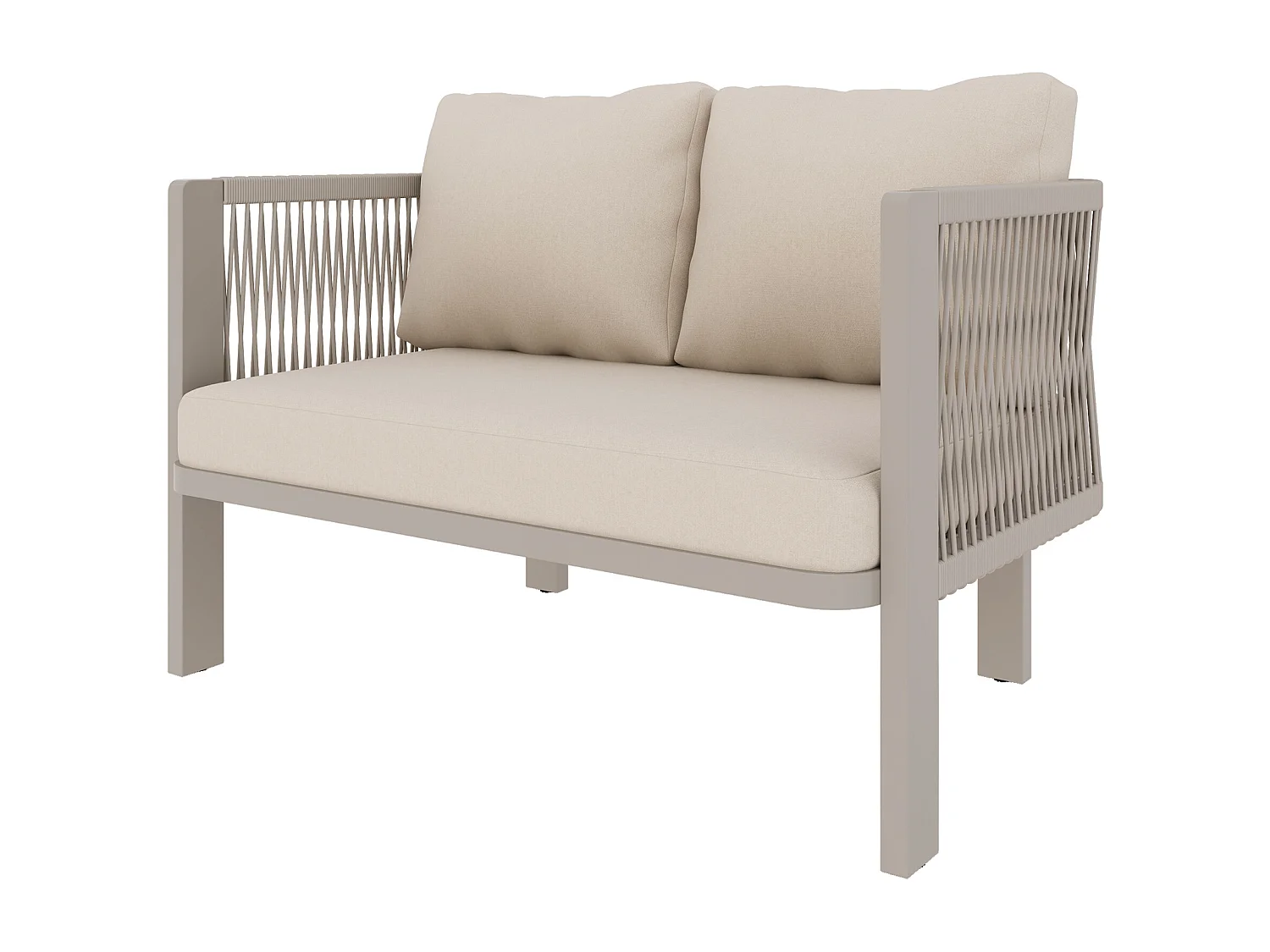 Zestaw mebli ogrodowych 5-częściowy 7-osobowy - 2 sofy + 2 fotele + stolik kawowy - metalowy - khaki