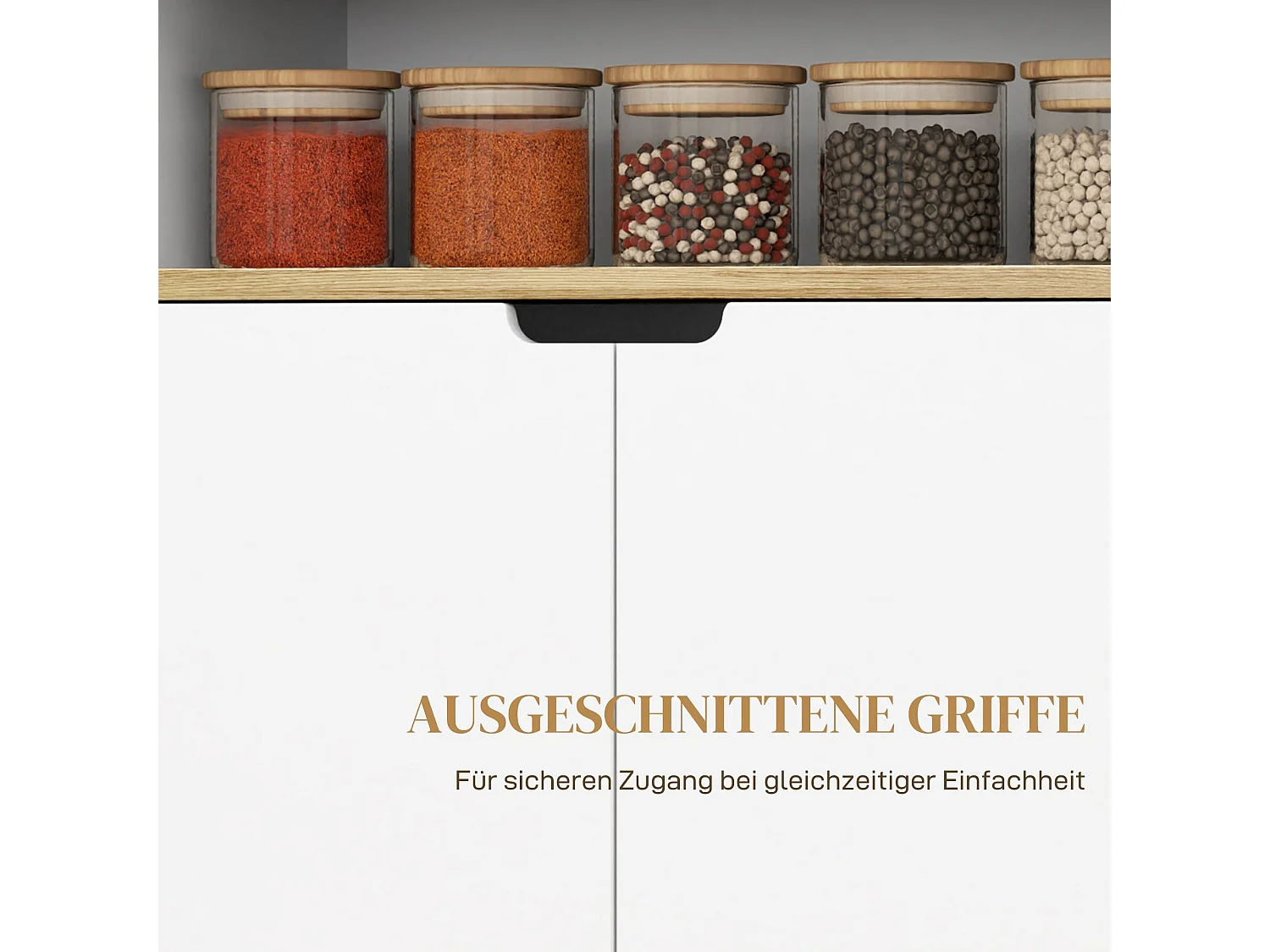 Chariot de cuisine sur roulettes avec rangement, placard et étagères réglables – Blanc – Pour cuisine, salon et salle à manger