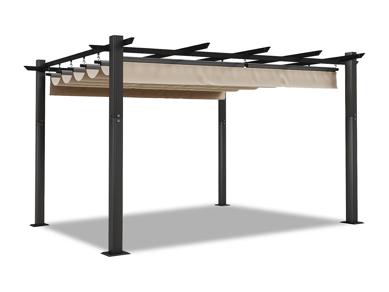 GUNJI Pergola en aluminium 3x4m, auvent de jardin avec toit coulissant