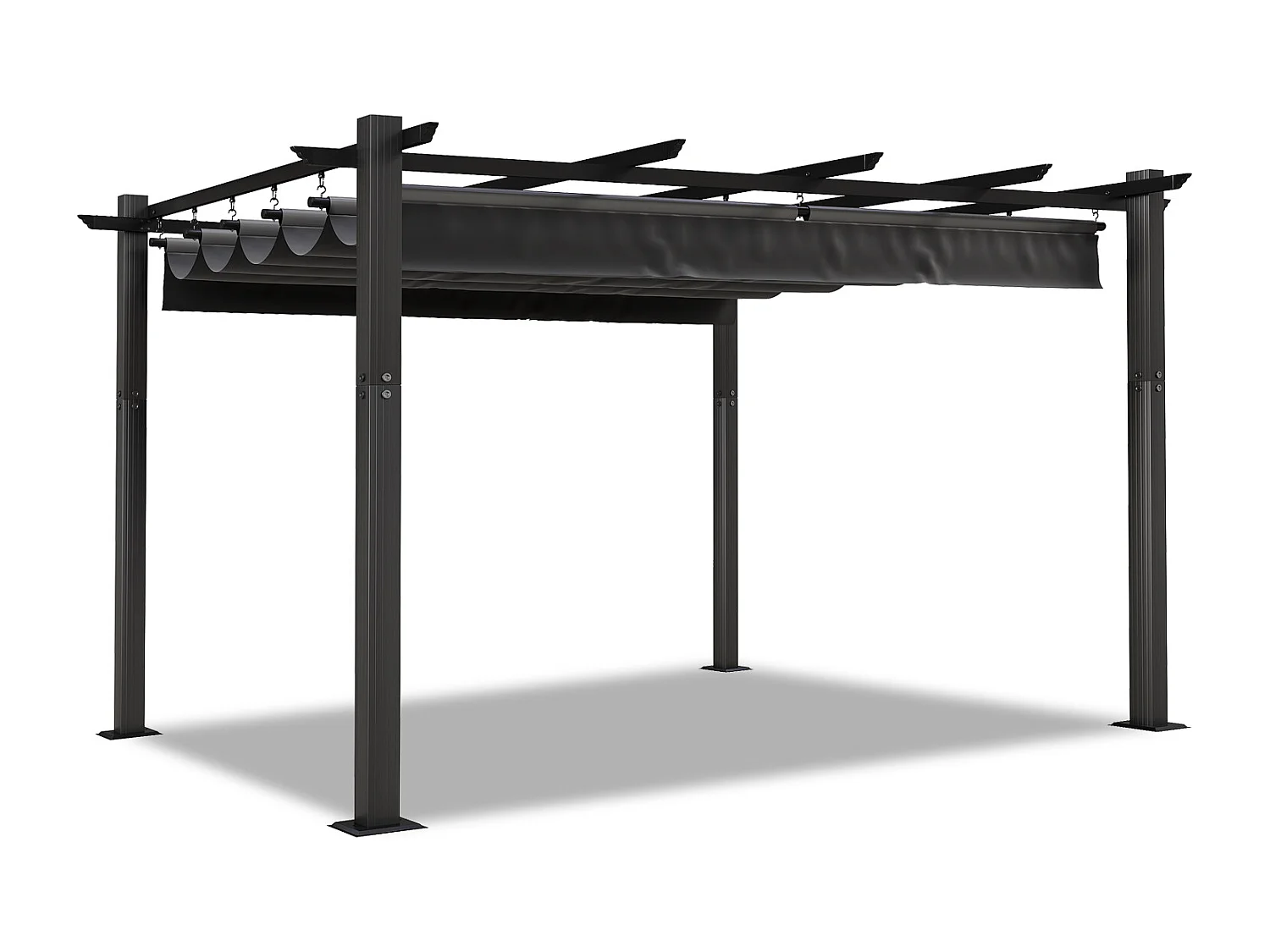 GUNJI Pergola en aluminium 3x4m, auvent de jardin avec toit coulissant