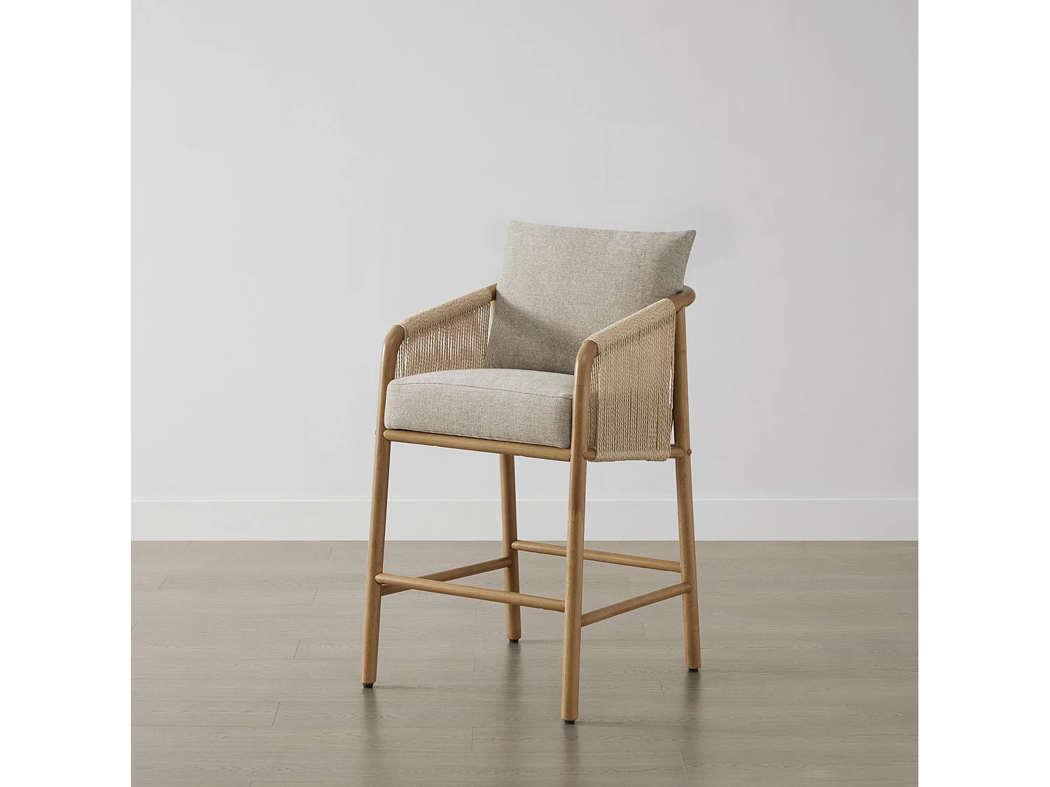 Lot de 2 tabourets de bar, assise rembourrée tissu, dossier accoudoirs,pour îlot et bar-Marron