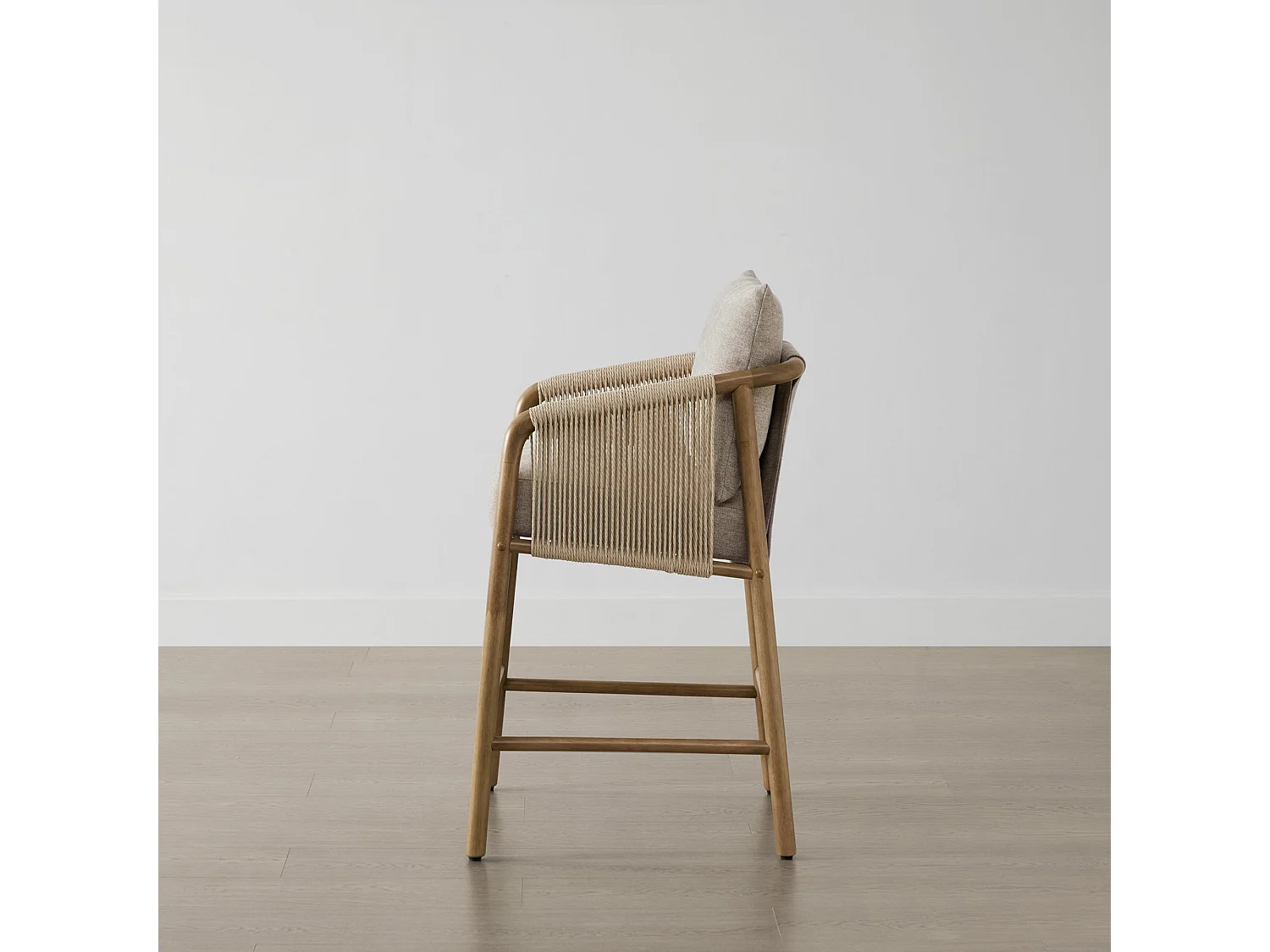 Lot de 2 tabourets de bar, assise rembourrée tissu, dossier accoudoirs,pour îlot et bar-Marron