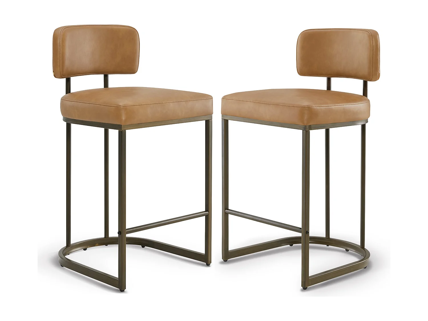 Lot de 2 tabourets de bar hauteur comptoir 66 cm, similicuir, pour îlot-Marron