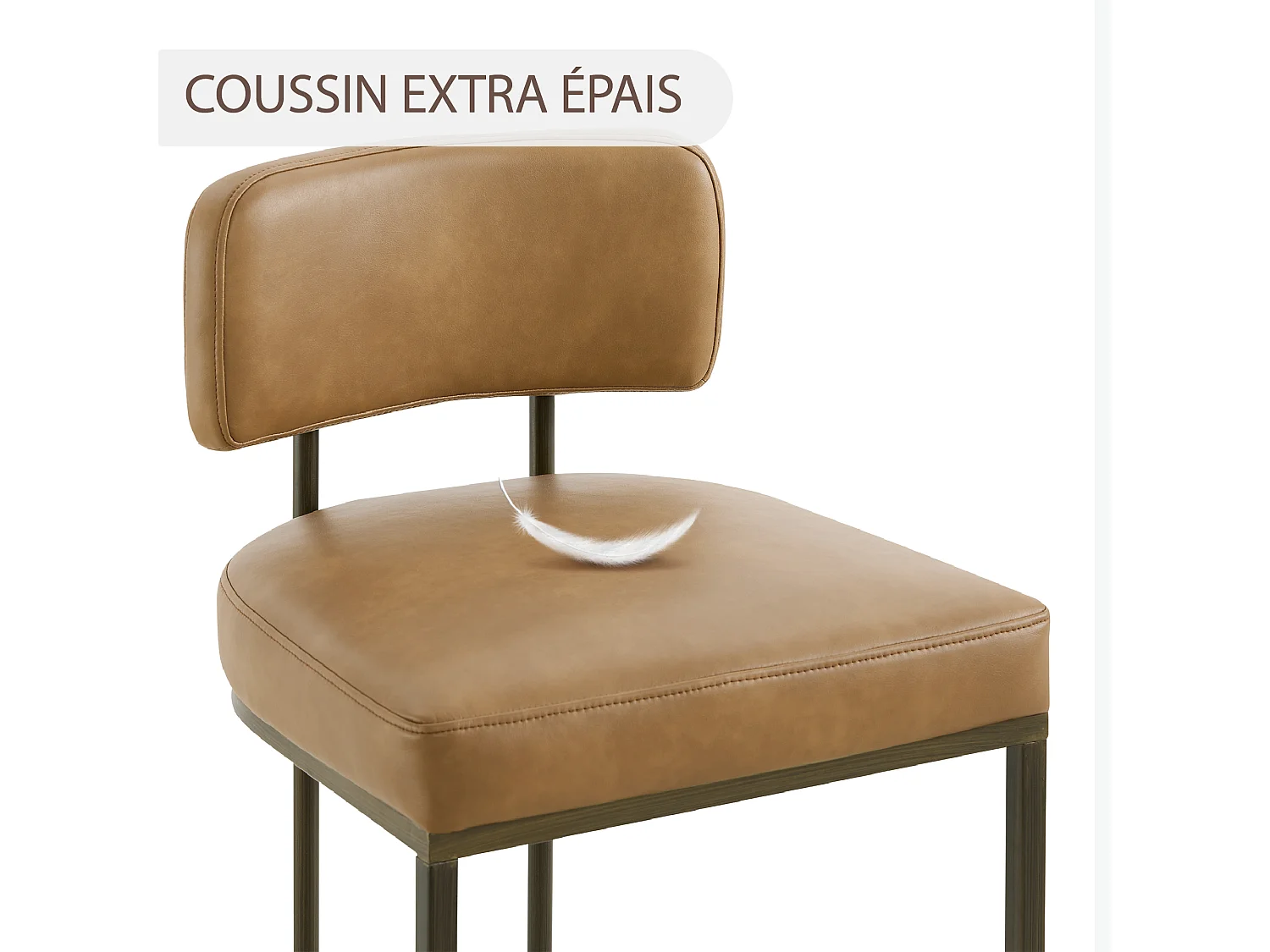 Lot de 2 tabourets de bar hauteur comptoir 66 cm, similicuir, pour îlot-Marron