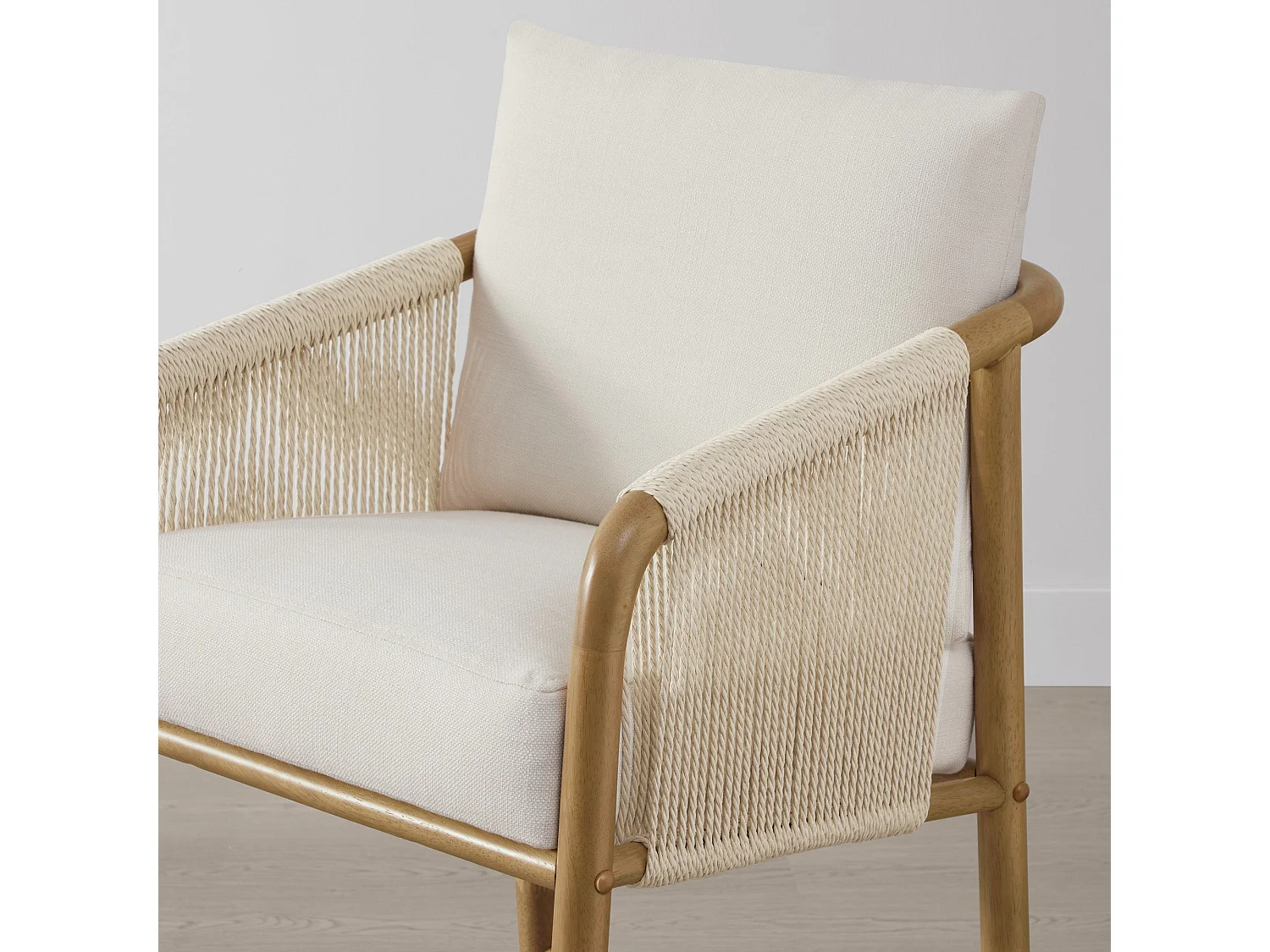 Lot de 2 tabourets de bar, assise rembourrée tissu, dossier accoudoirs,pour îlot et bar-Beige