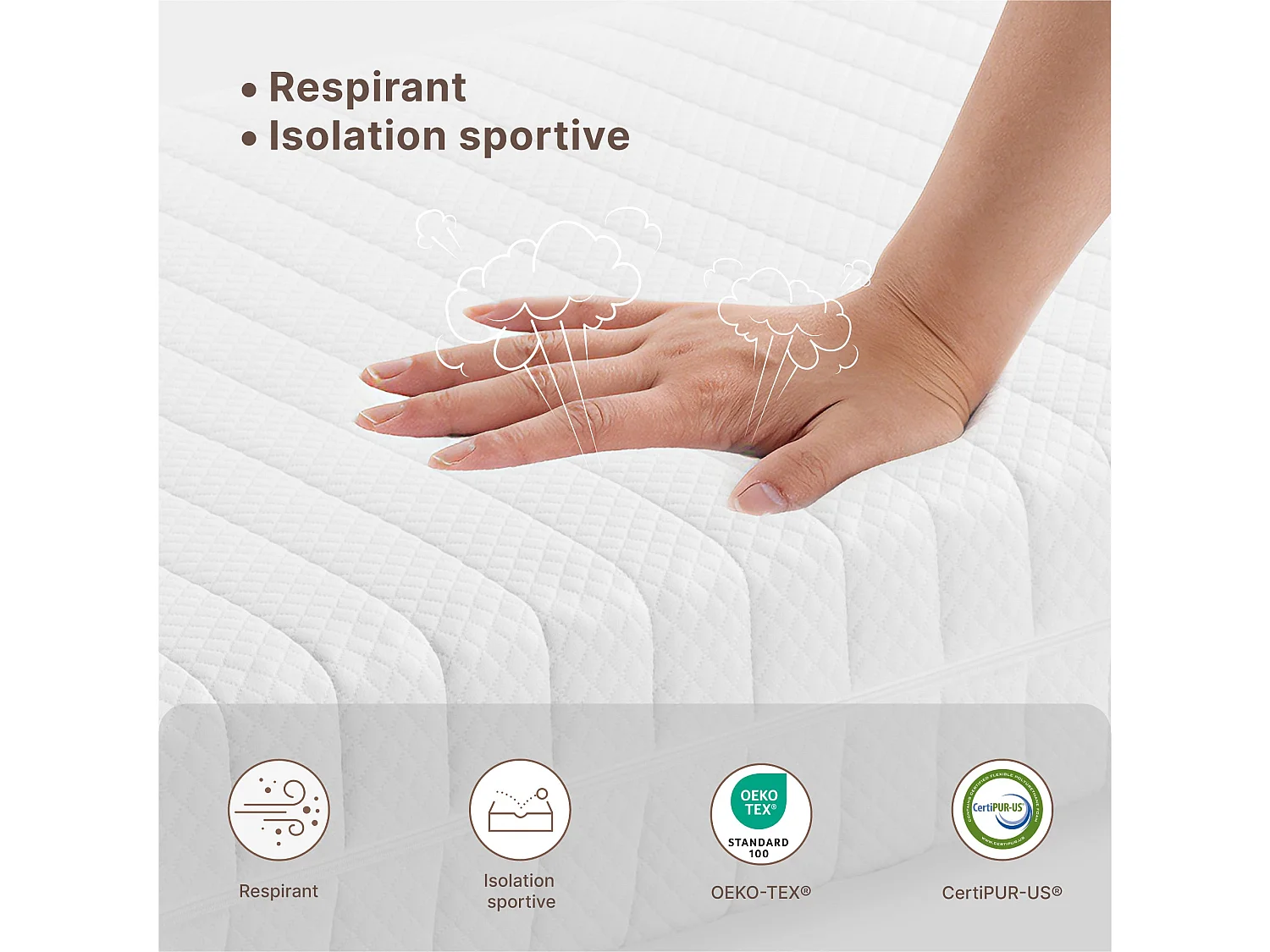 Ensemble matelas et  lit coffre 160x200 cm Ressorts ensachés Double Confort (Fermeté H3 & H4) épaisseur 20 cm, Rangement Intégré