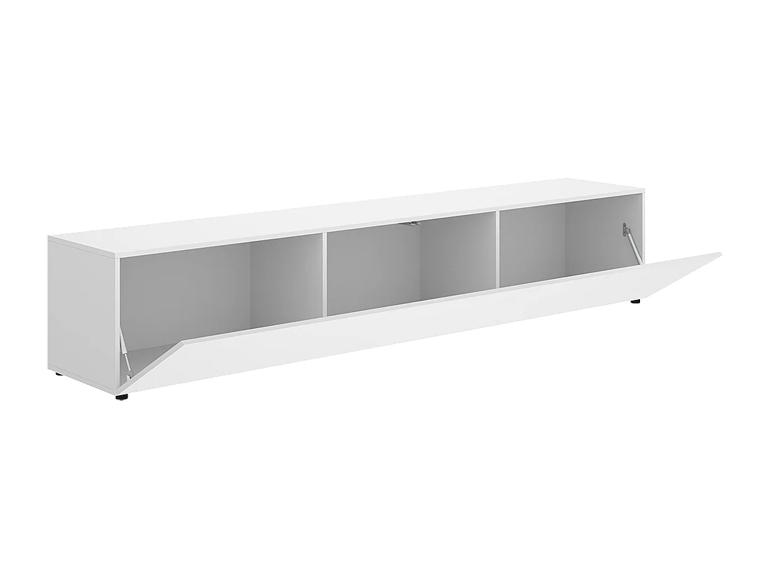 Meuble TV bas avec portes abattantes, coloris blanc - Hauteur 42 x Longueur 220 x Profondeur 41,5 cm