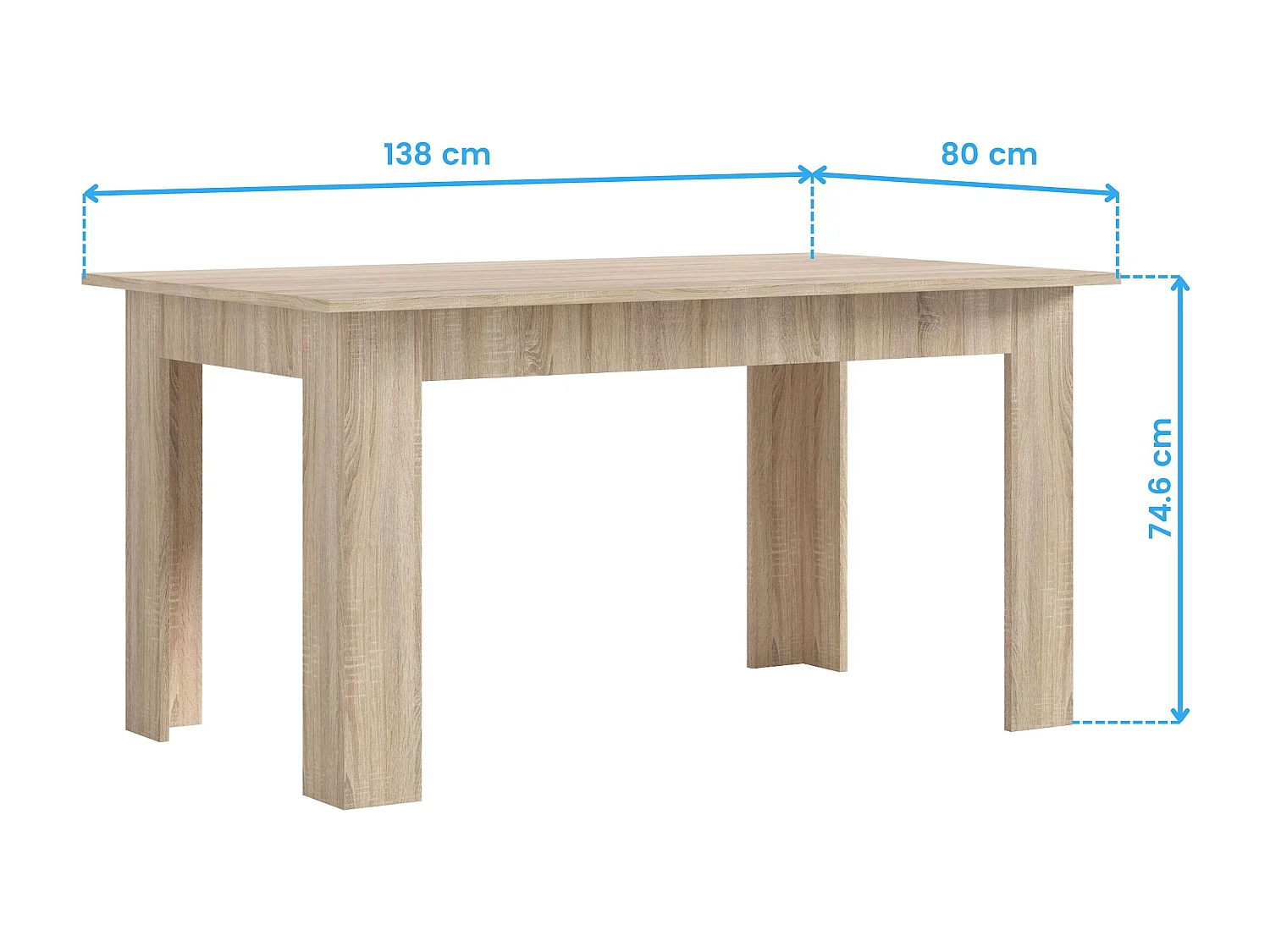 Conjunto de jantar Sonoma Oak bege (mesa + 4 cadeiras) Mesa em melamina e cadeiras em PVC
