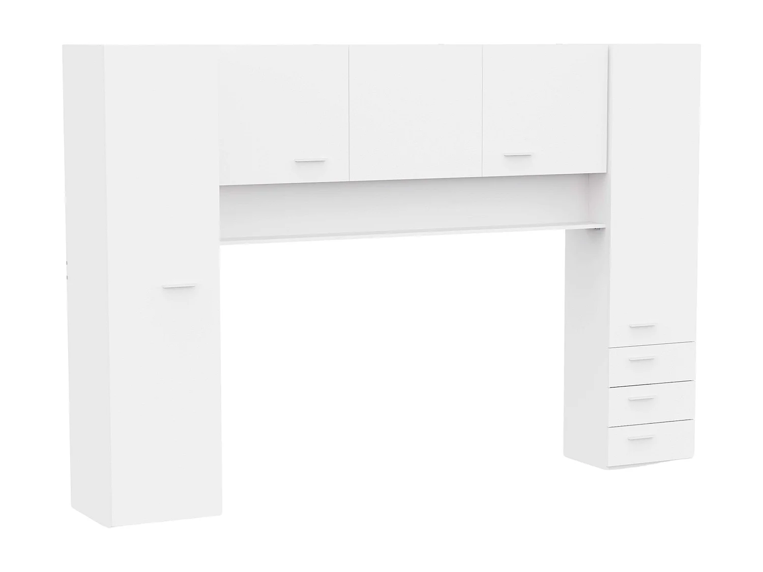 Guarda-roupa suspenso com portas e 3 gavetas, branco fosco, 203x304x53,5 cm