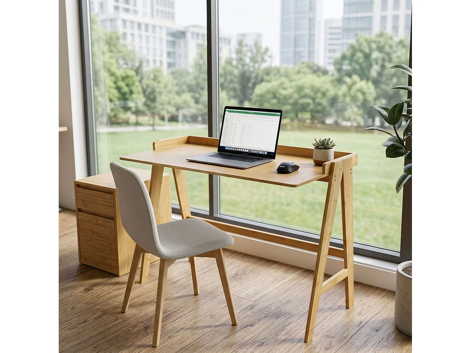 Mesa de estudo Take Bamboo na cor marrom, 81x107x47 cm