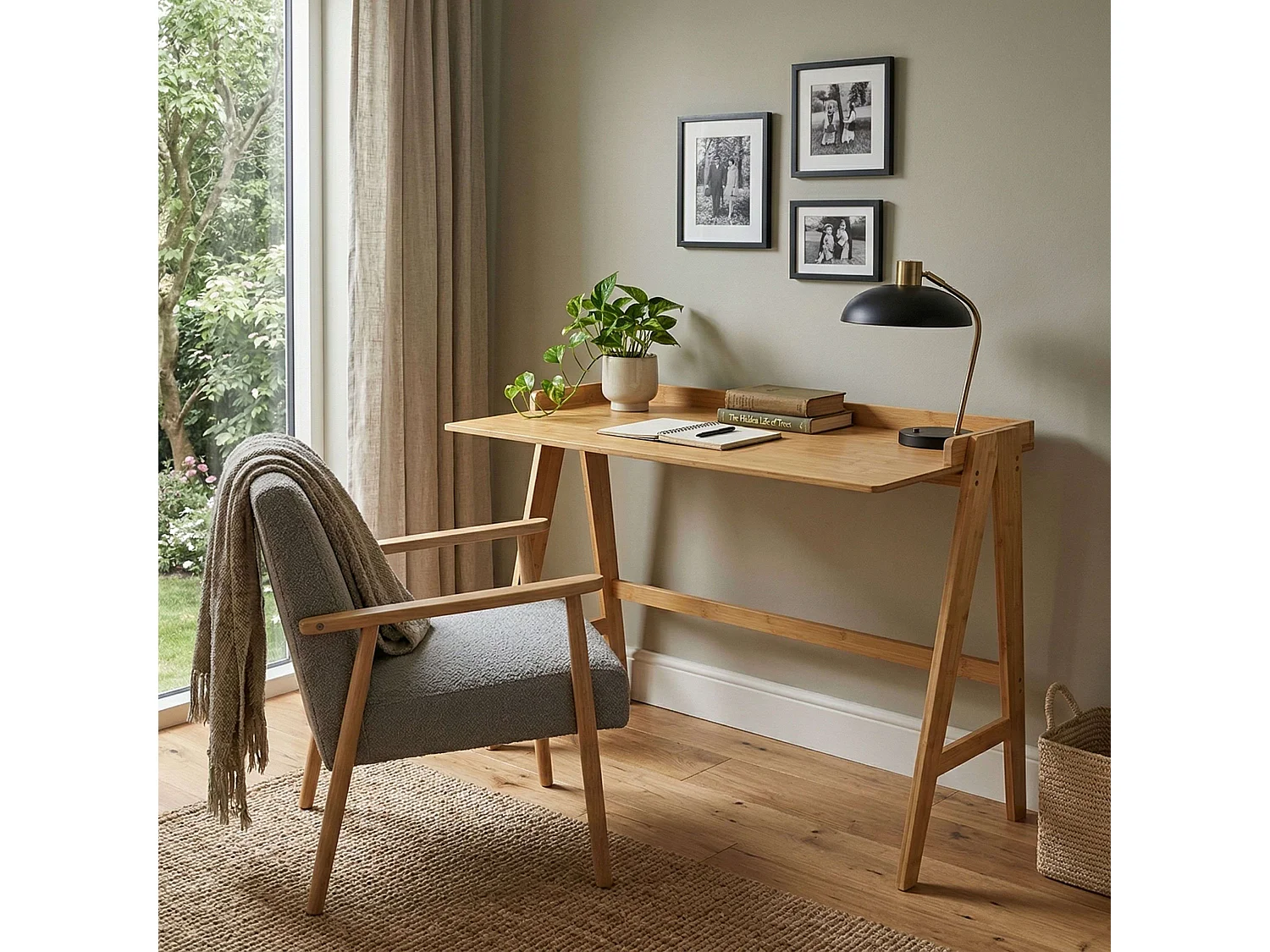 Mesa de estudo Take Bamboo na cor marrom, 81x107x47 cm
