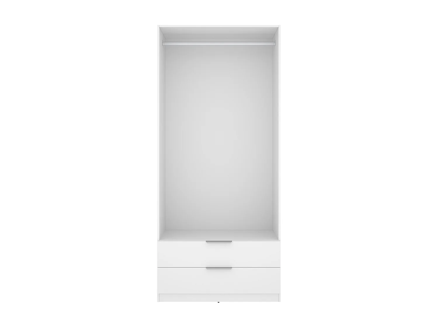 Armoire placard de rangement à 2 portes battantes et 2 tiroirs, coloris blanc - Hauteur 203,5 x Longueur 91 x Profondeur 51,4 cm