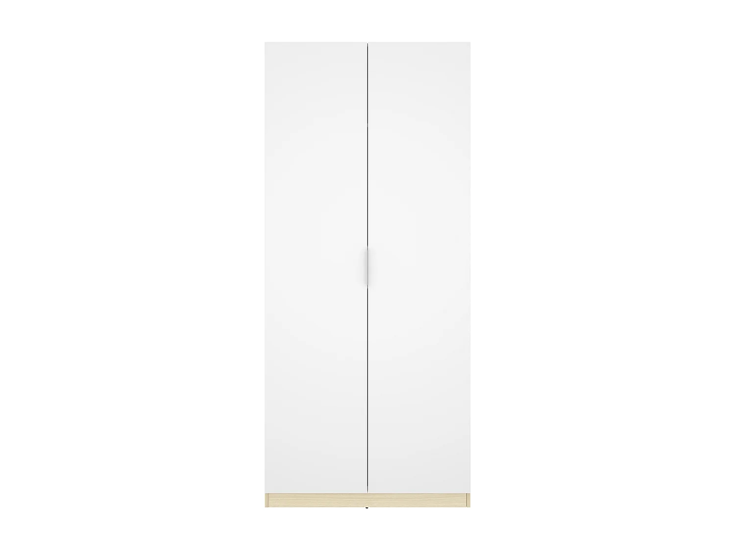 Armoire placard de rangement à 2 portes battantes et tringle, coloris blanc/Chêne clair - Hauteur 203,5 x Longueur 91 x Profondeur 51,4 cm