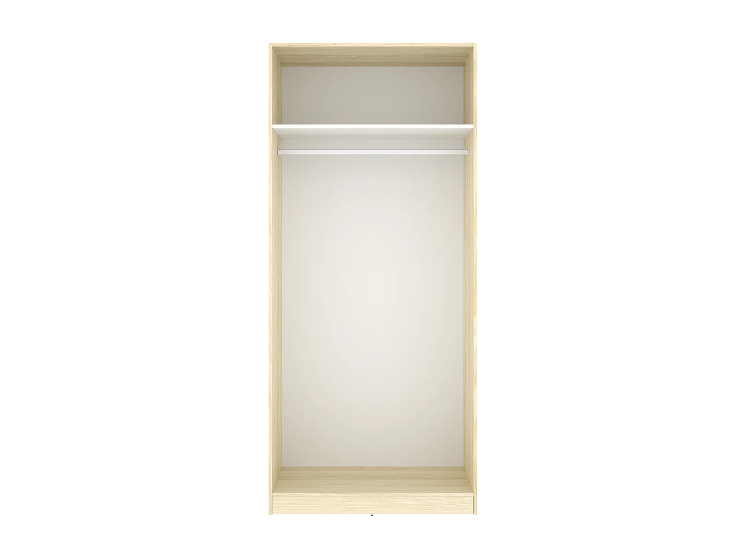 Armoire placard de rangement à 2 portes battantes et tringle, coloris blanc/Chêne clair - Hauteur 203,5 x Longueur 91 x Profondeur 51,4 cm