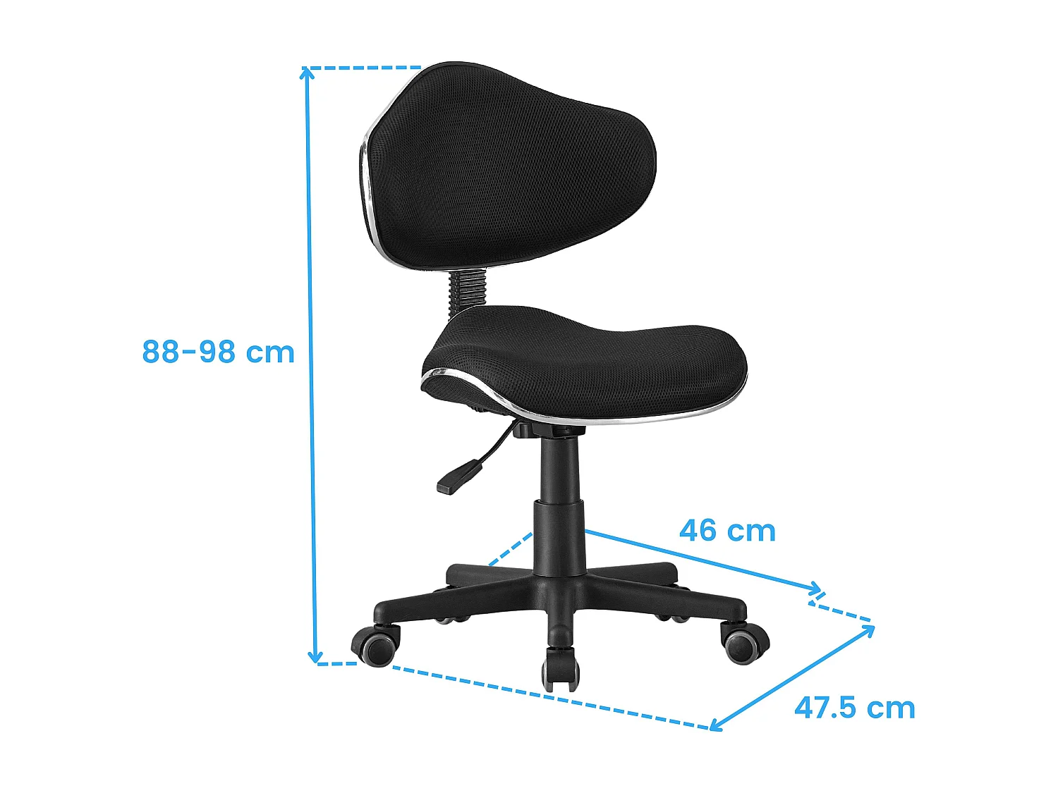 Silla oficina Argonaut giratoria negra, ajuste altura, poliéster, 58x82x57 cm