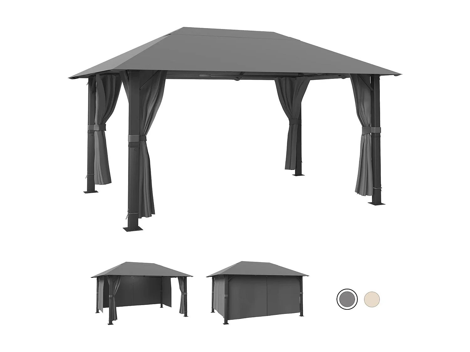 GUNJI Tente de Jardin Pavillon 3×4m, Aluminium Résistante aux Intempéries