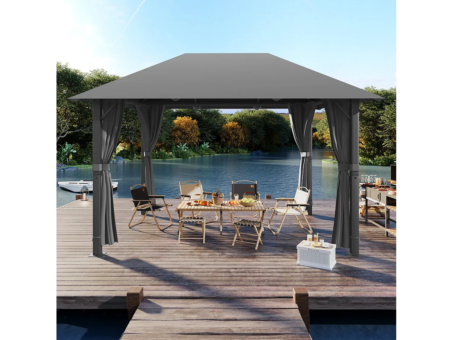 GUNJI Tente de Jardin Pavillon 3×4m, Aluminium Résistante aux Intempéries