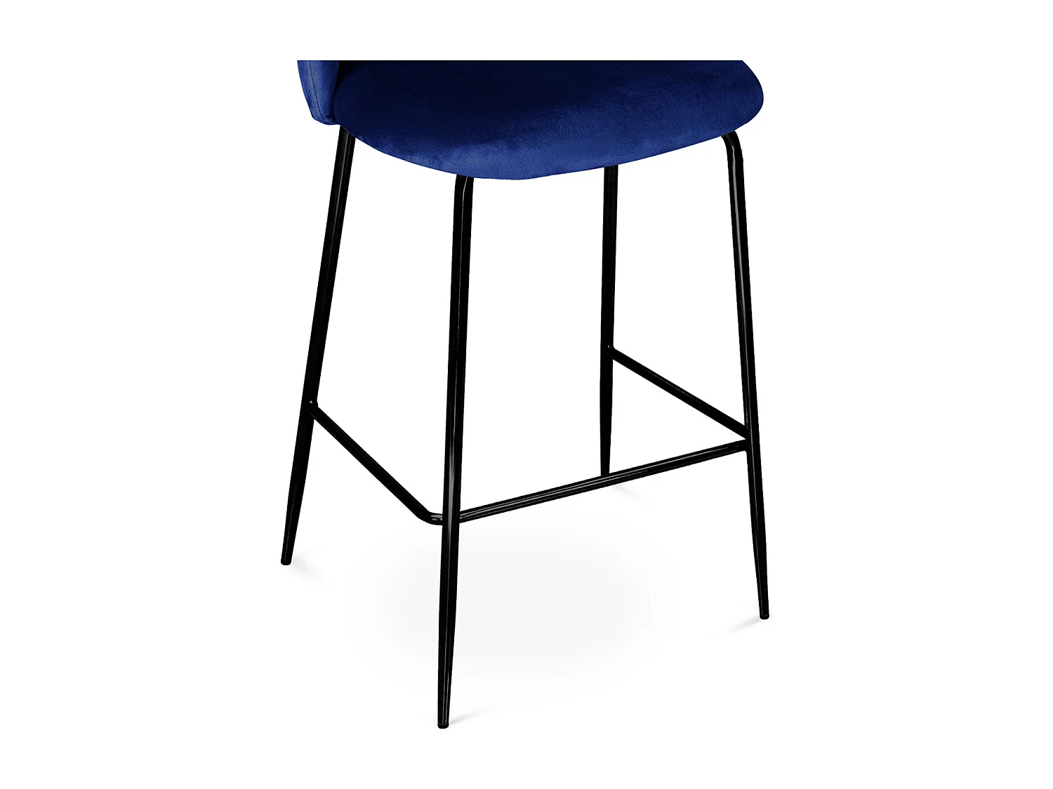 Sgabello cucina imbottito, sgabello alto in velluto blu piede nero – Nicole
