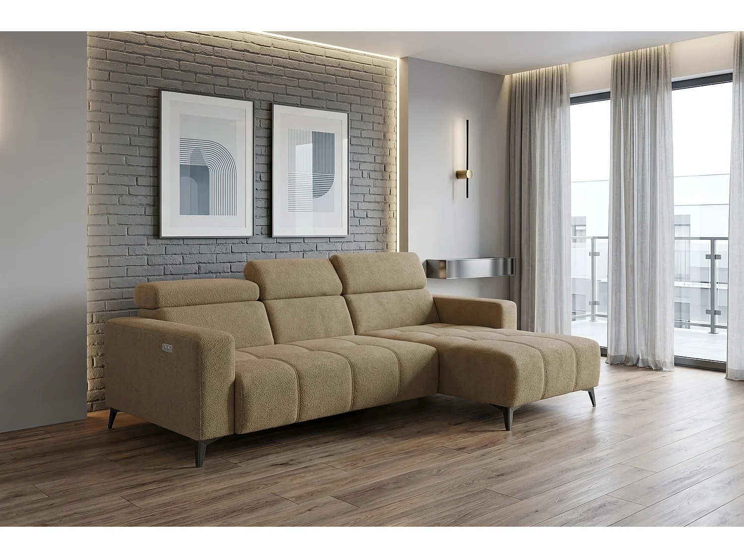 Nicolette – Moderne hoekbank met elektrische relaxfunctie