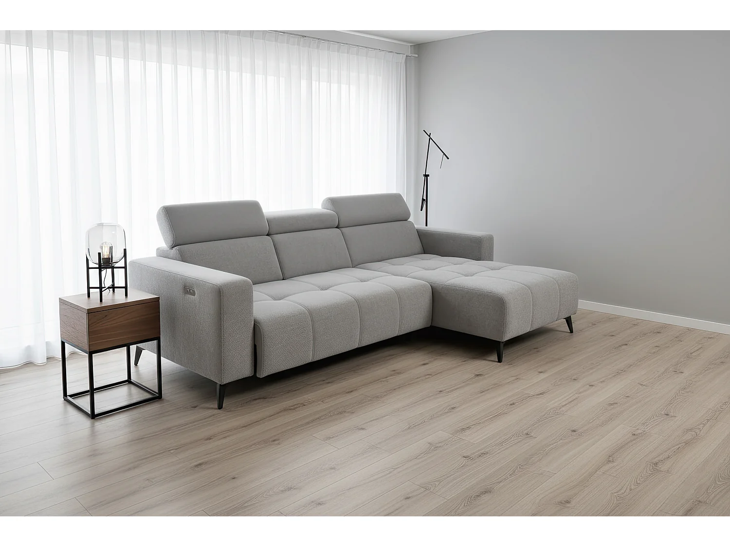 Nicolette - Canapé d’angle moderne avec fonction relax électrique