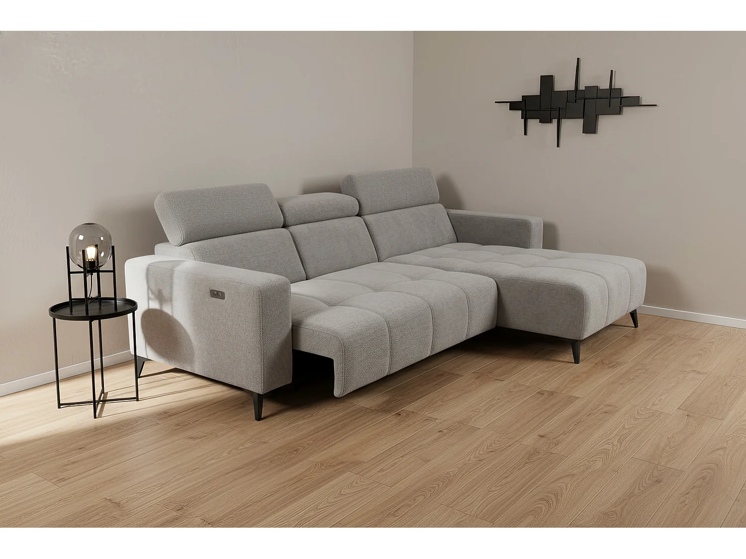 Nicolette - Canapé d’angle moderne avec fonction relax électrique