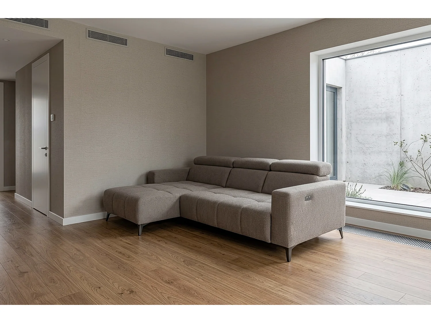 Nowoczesny narożnik Nicolette z elektryczną funkcją relax