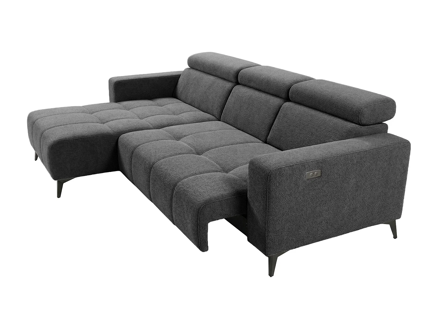 Nowoczesny narożnik Nicolette z elektryczną funkcją relax