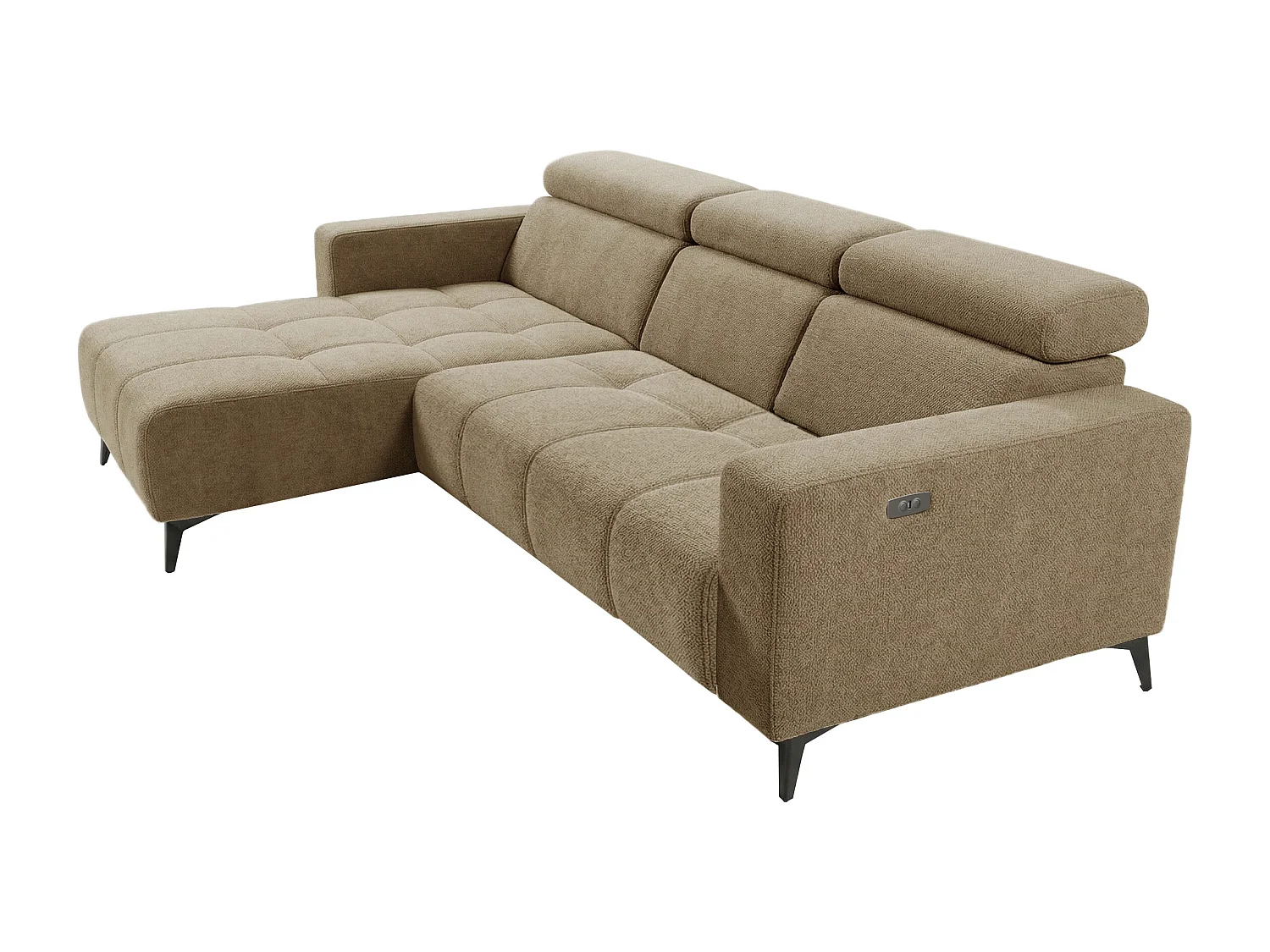 Nowoczesny narożnik Nicolette z elektryczną funkcją relax