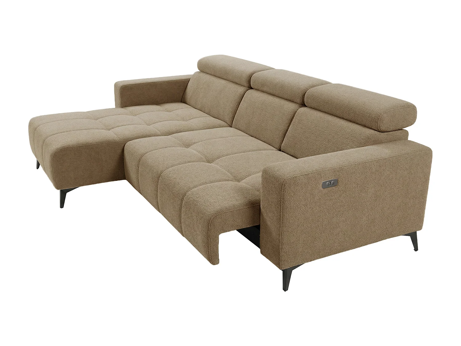 Nowoczesny narożnik Nicolette z elektryczną funkcją relax