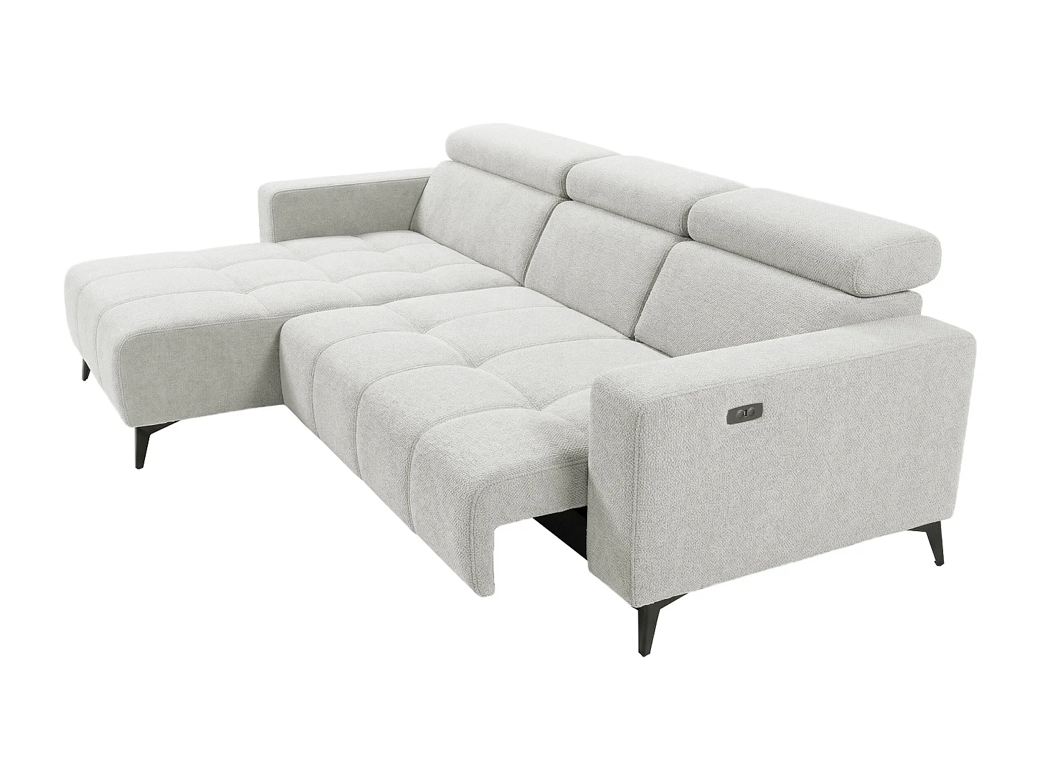 Nowoczesny narożnik Nicolette z elektryczną funkcją relax