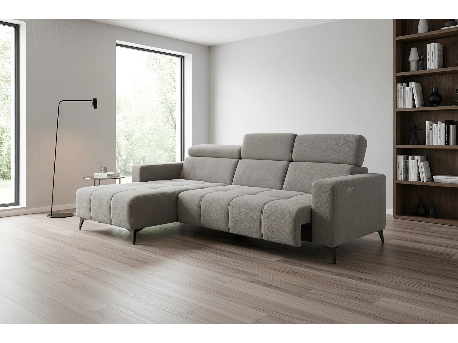 Nowoczesny narożnik Nicolette z elektryczną funkcją relax