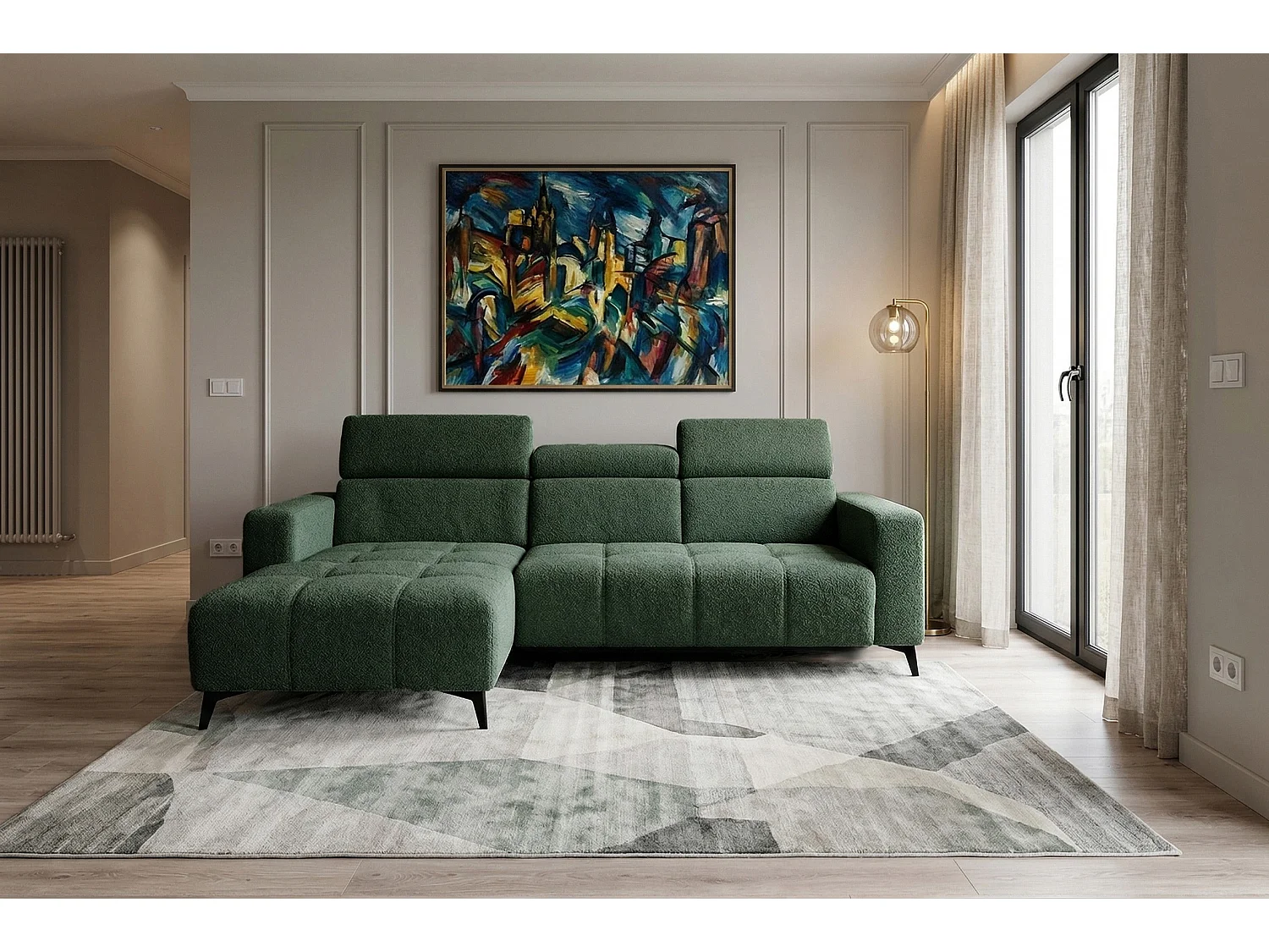 Nicolette – Moderne hoekbank met elektrische relaxfunctie