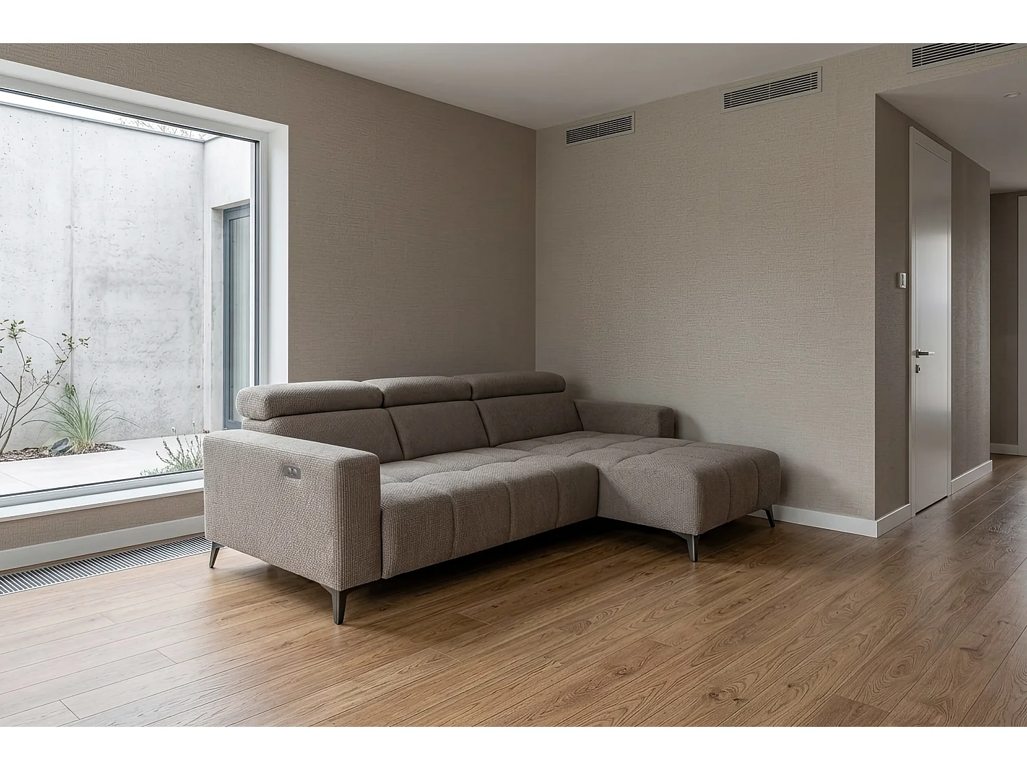 Nicolette - Canapé d’angle moderne avec fonction relax électrique