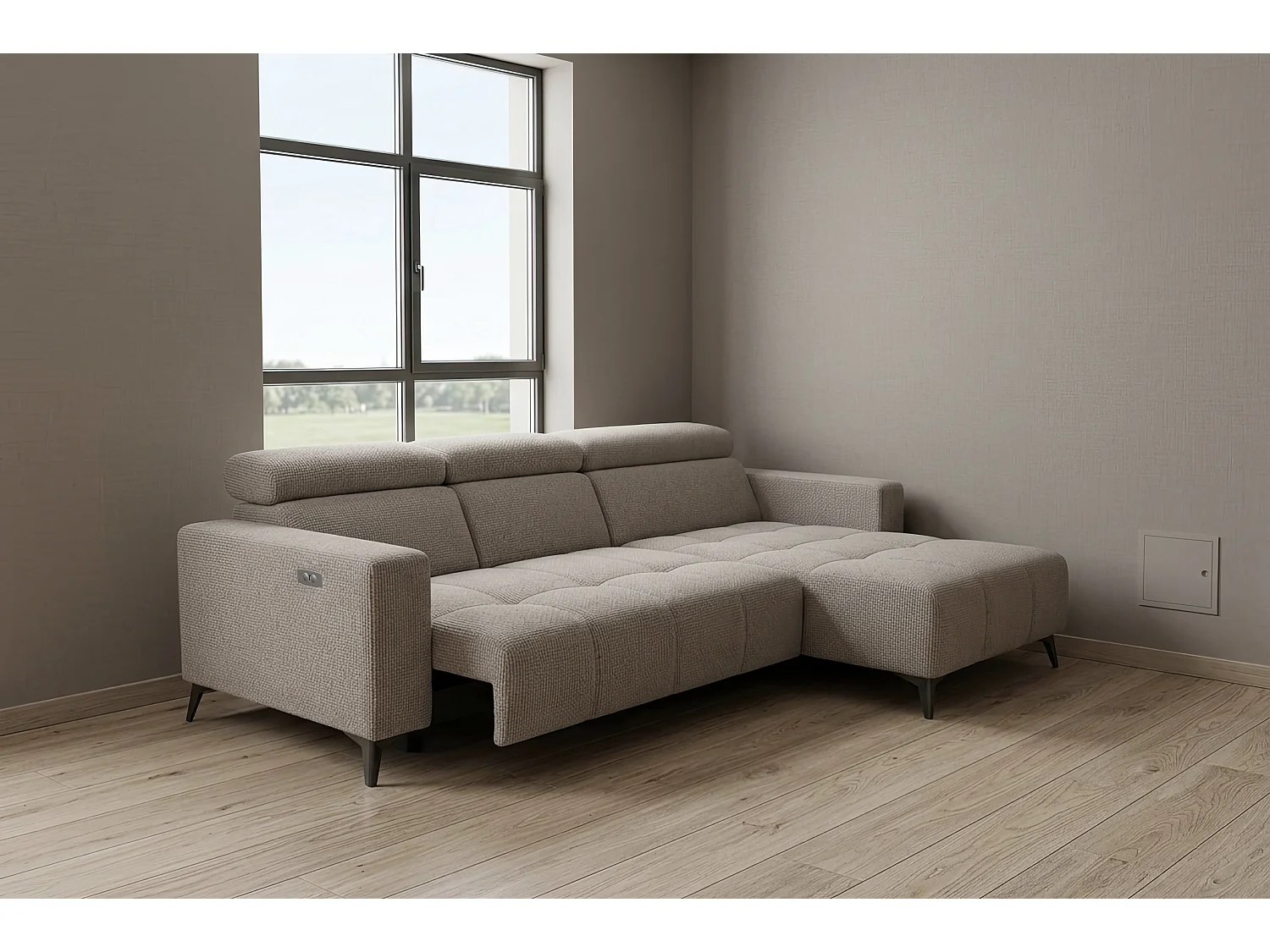 Nicolette - Canapé d’angle moderne avec fonction relax électrique