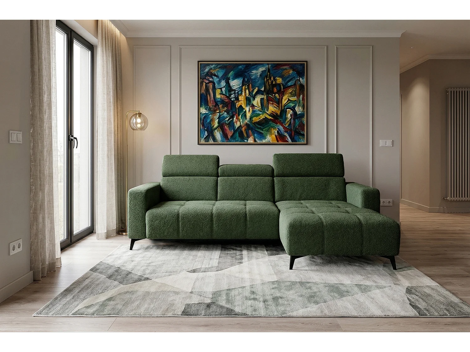 Nicolette – Moderne hoekbank met elektrische relaxfunctie